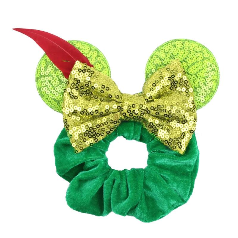 New Chic Disney Mickey Mouse Ears Hair Scrunchies Sequins 4"Bows Elastic Headband Women Velvet Girls DIY Hair Accessories Gift