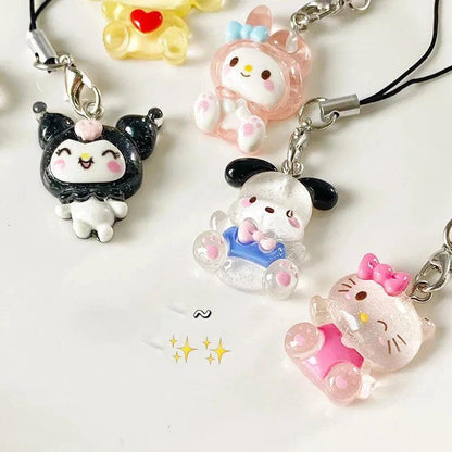 Sanrio Anime My Melody Bag Keychain Cartoon Cinnamonroll Hello Kitty Cute Phone Pendant Girly Items Pendant Rope Decoration