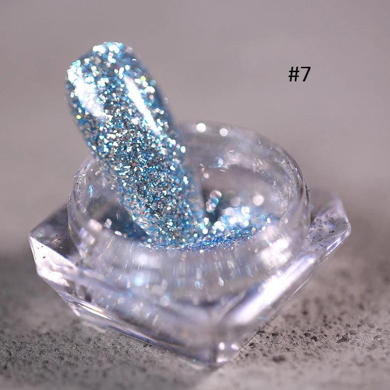 1Jar Silver/gold Holographic Nail Glitter Powder DIY Shiny Nail Glitter Dust Decoration UV Gel Nail Pigment Sequin Accessories 9