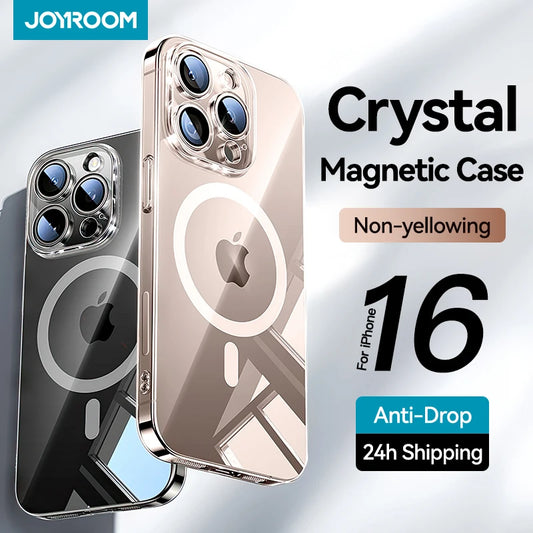 Joyroom Magnetic Case For iPhone 16 15 Pro Max Case Anti Yellow Transparent Cover For iPhone 16 Pro Wireless Charger Thin Cover