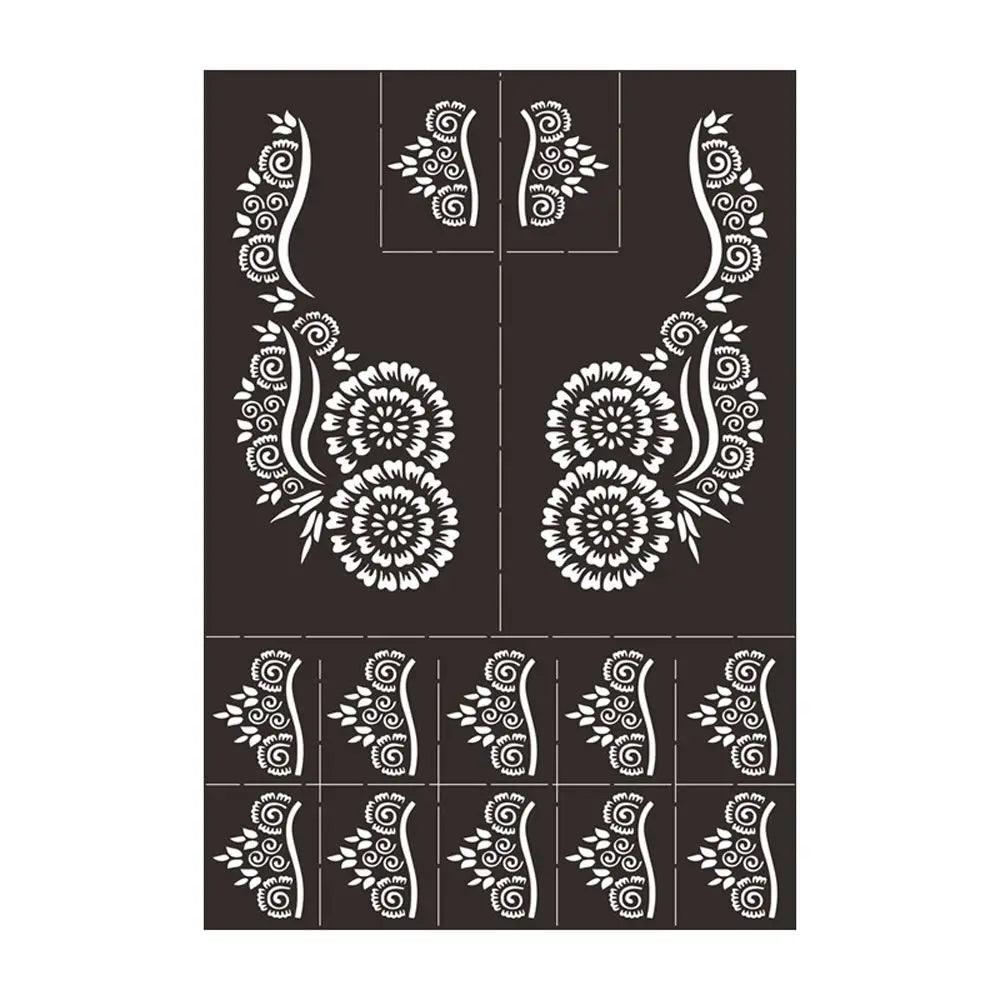 Professional Henna Stencil Temporary Hand Tattoo Body Art Sticker Template Wedding Tool India Flower Tattoo Stencil