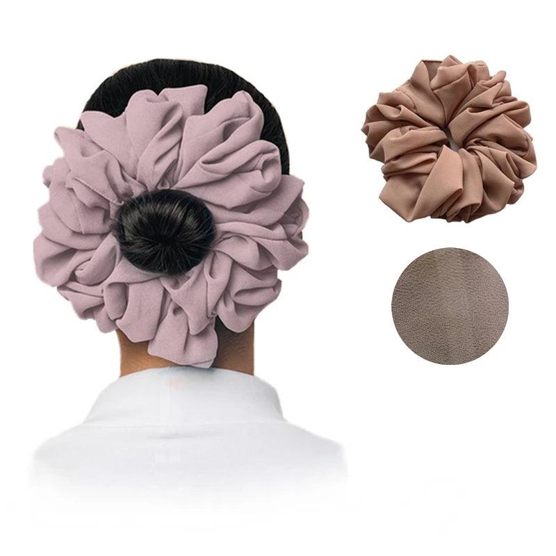 Big Size Chiffon Scrunchies For Muslim Women Custom Elastic Volumizing Oversized Neat stitching Malaysian Bunch Hair Tie