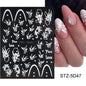 5D Belt Nail Sticker Summer Nail Art Decals Flowers White Daisy 3D Manicure Nail Gel Self Adhesive Stickers Designs Decorations