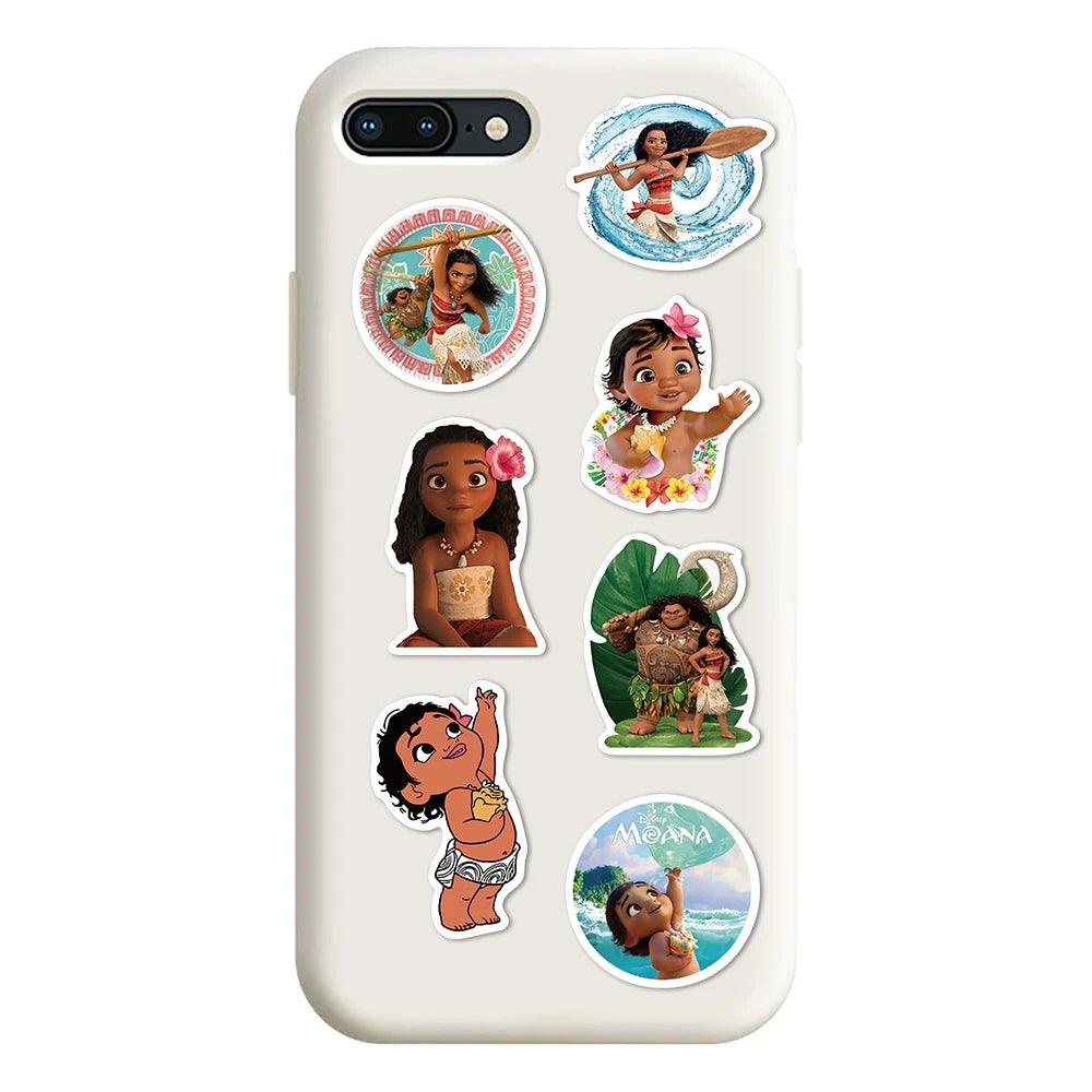 50PCS Cartoon Movie Moana Stickers Disney Princess Waterproof Decals for Laptop Skateboard Kids Girls Toys Party Accessory