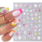 5D Belt Nail Sticker Summer Nail Art Decals Flowers White Daisy 3D Manicure Nail Gel Self Adhesive Stickers Designs Decorations