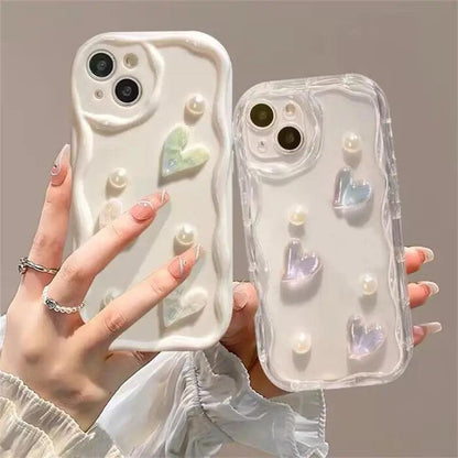 3D Wavy Edge Phone Case For iPhone 15 Pro Max 14 11 13 12 Mini XR 6s 6 8 7 Plus X XS SE 2020 2022 Soft Silicone Cover Bracelet - HighGloss Shop