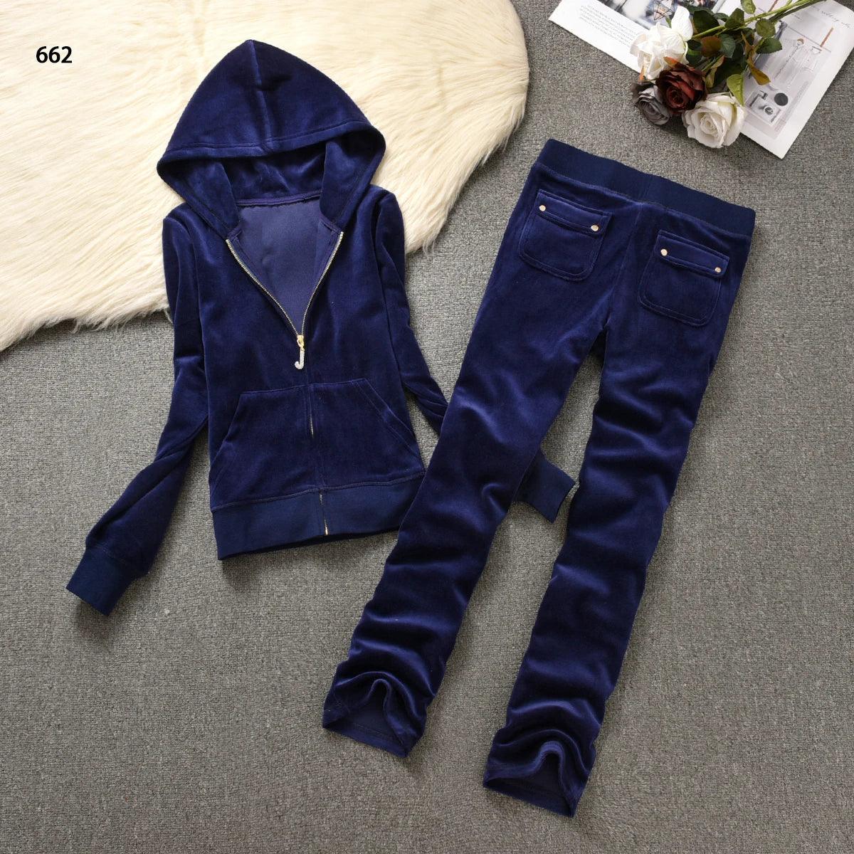 Y2K Velvet Tracksuit New Women Clothing 2 Piece sets Autumn Women's Couture Elegant Hoodies Sweatshirt and Casual Pants Set