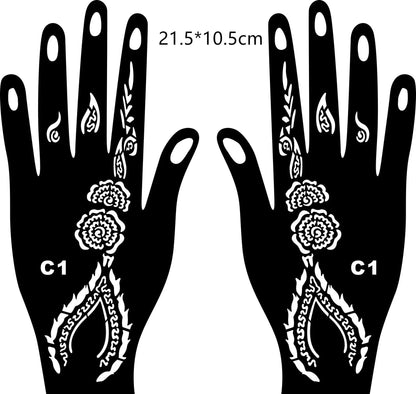 2024 New Professional Henna Stencil Temporary Hand Tattoo Body Art Sticker Template Wedding Tool Flower Tattoo Stencil