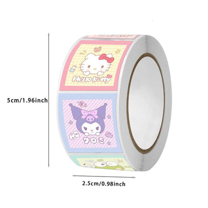 500Pcs/Roll Sanrio Stickers Kawaii Hello Kitty Melody Kuromi Cinnamoroll Luggage Graffiti Decals Kid Toy Decoration Sticker Gift