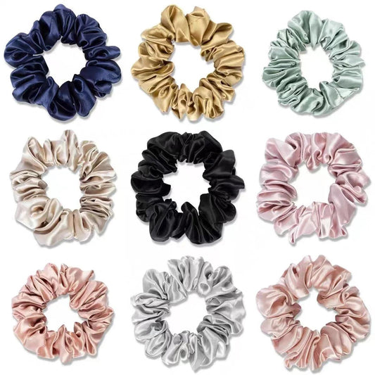 5CM 100% Pure Mulberry Silk Hair Scrunchie Handmade Hairbands Women Girl Hair Accessories Pure Color Natural HairTies