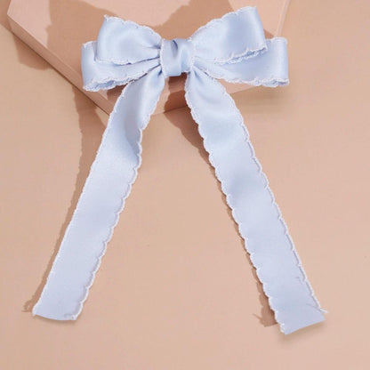 Lystrfac New Fabric Wavy Ribbon Hair Bow Hairpin for Women Girls Hair clips Black White Bow Top Clip Female Hair Accessories