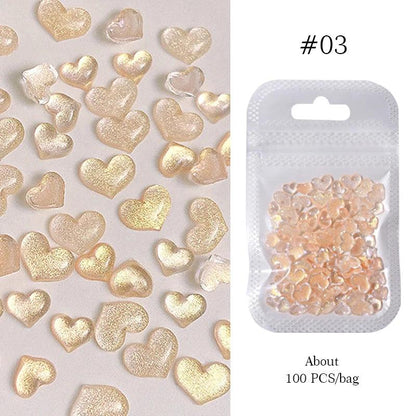 1Bag Mix Colorful Jelly Clear Ribbon Bowknot Nail Charms Heart Pearls Flower Flat-back Gems Parts Nail Art Manicure Decorations