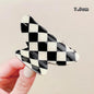 Vintage Women Girls Acrylic Checkered Hair Claw Shark Clip Geometric Grid Headband Hair Clips Hairpins Fashion Hair Accessories