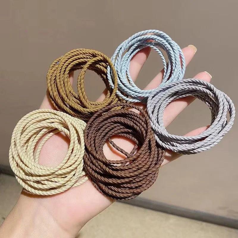 100PCS Diameter 5cm Fried Dough Twists Hair Scrunchy For Women Hair Bands Elastic Seamless Link Rope Hair Accessories Hair Ties