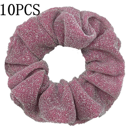 10pc Girls Sparkly Sequins Scrunchies for Hair Eleastic Scrunchy Ties Ropes Ponytail Holders Rubber Bands Shinny Bling for Women