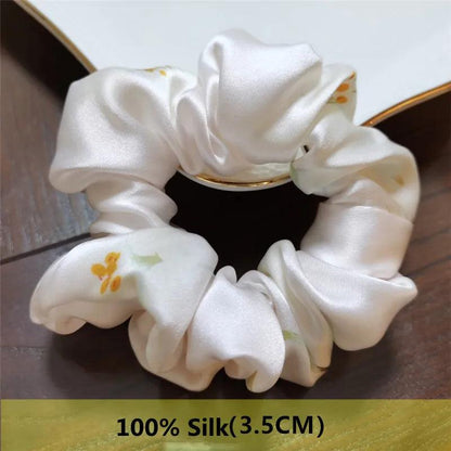 Heavyweight 100% Pure Silk Handmade Hair Scrunchies For Women Fashion Hair Ties Soft Hairbands New Girls Hair Accessoires