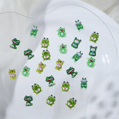 20pcs 3D Cute Funny Frog Resin Nail Art Decorations Kawaii Accessories DIY Manicure Design PartsLittle Frog Cartoon Nail Charms