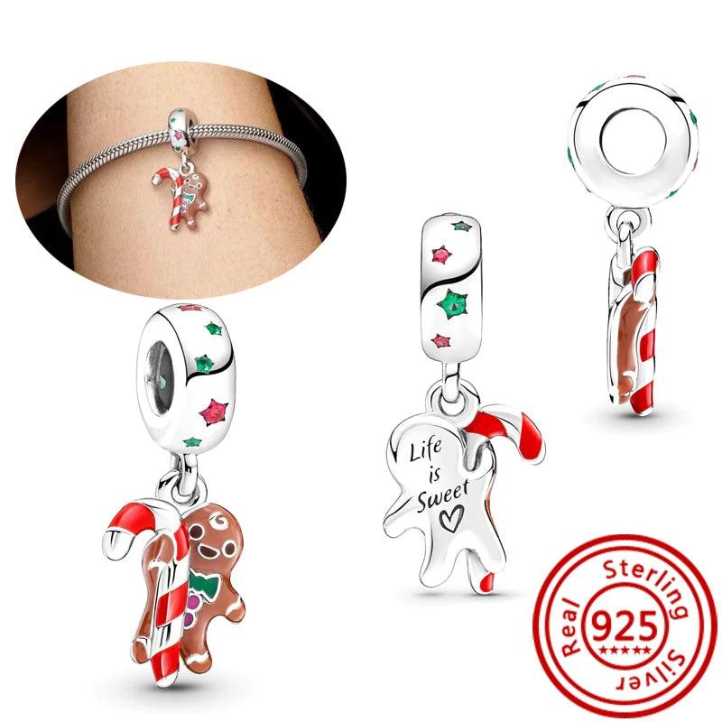 925 Silver Christmas Tree Socks Hat Santa Claus Elk Deer Snowflake Winter Beads Fit Pandora Charm Bracelet Christmas DIY Jewelry