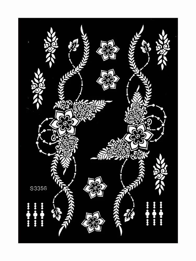 Hollow Drawing Henna Template for Hand Henna Tattoo Stencil Flower Tattoo Design for Women Wedding Festival Party Tatoo Tools