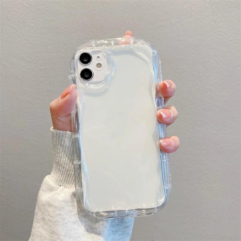 3D Wavy Edge Phone Case For iPhone 15 Pro Max 14 11 13 12 Mini XR 6s 6 8 7 Plus X XS SE 2020 2022 Soft Silicone Cover Bracelet - HighGloss Shop