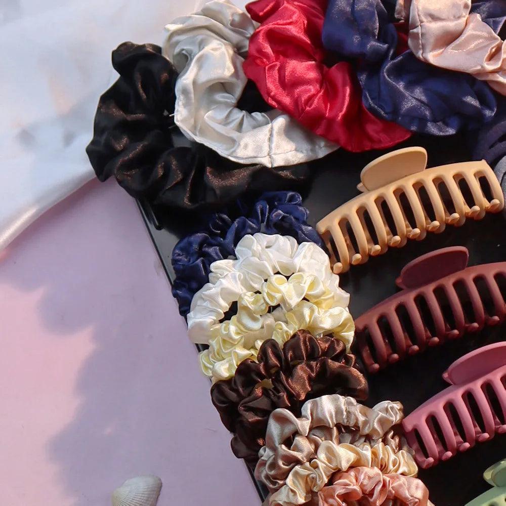 1 Set Ponytail Clip Hair Scrunchies Hair Accessories for Woman Mixed Color Multi Style Elegan HairBands Scrunchy for Holiday