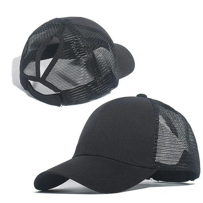 Ponytail Baseball Cap Summer Women  Adjustable Simple Fashionable Solid Colors Messy Hat Casual Cotton Girl Snapback Mesh Cap