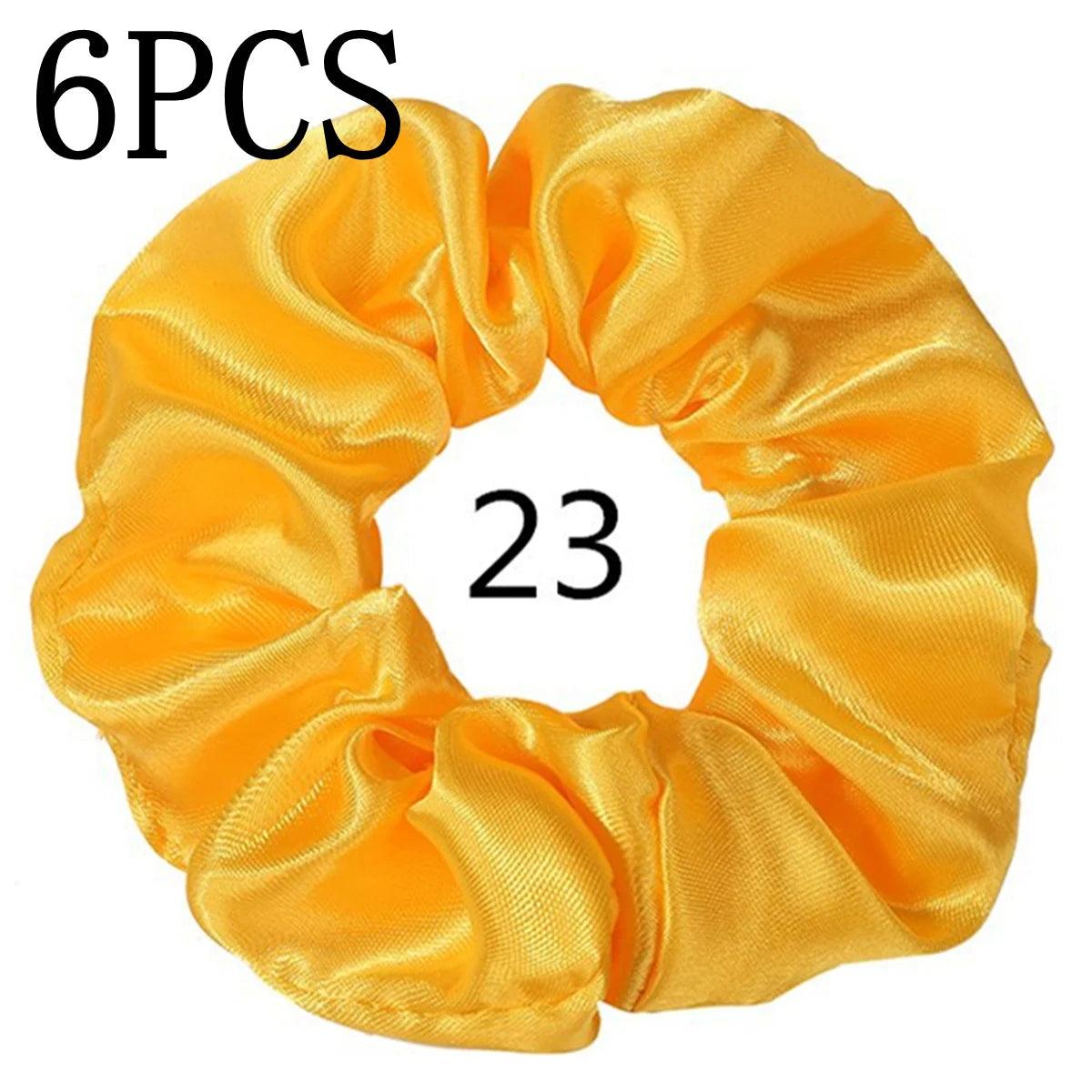 6pcs/lot Hair Scrunchies Bands Scrunchy Ties Ropes Ponytail Holder for Women or Girls Accessories Satin Headwear Solid Color Set