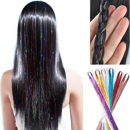 93cm Colorful Bling Hair Extension Accessories Laser Gold Shiny Metallic Wire Hair Extensions DIY Retro Hip-hop Hair Braid Tool