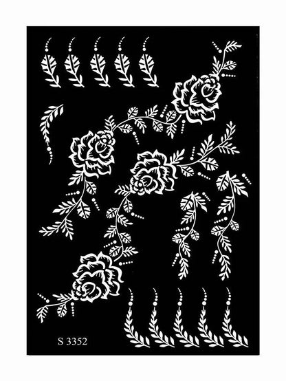 Hollow Drawing Henna Template for Hand Henna Tattoo Stencil Flower Tattoo Design for Women Wedding Festival Party Tatoo Tools