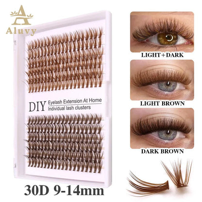 30D Mixed Tray Individual Lashes 3D Russia Volume Eye Lashes Soft Natural Brown Lashes Mink Lash Cluster False Eyelash Extension