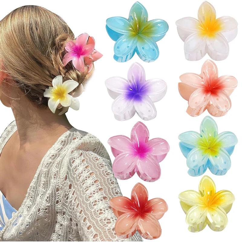 Hawaiian Flower Hair Claw Clips Large Claw for Thick/Thin Hairpins for Women Girls Barrettes Beach Summer Hair Accessories Gifts