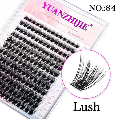 YUANZHIJIE DIY 120 PCS Cluster Lashes 3D Natural Bunch 8-16mm D Curl Segmented Beam Individual Mink Tufted Eyelash Fine Lash Tip