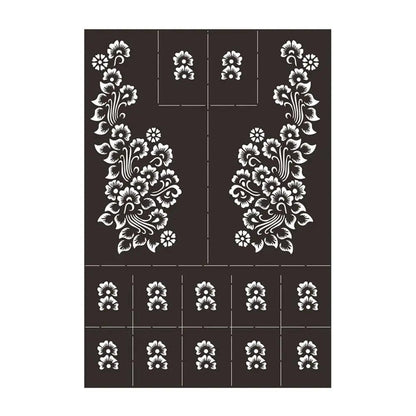 Professional Henna Stencil Temporary Hand Tattoo Body Art Sticker Template Wedding Tool India Flower Tattoo Stencil