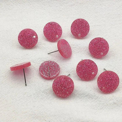 New Arrival! 14/16mm 100pcs/lot Acrylic Coin-Shape Glitter Color Earring Studs For Earrings Accessories/Parts Jewelry DIY Making