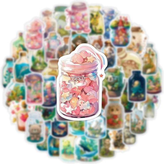 10/30/50pcs INS Style Bottle World Animal Plant Cartoon Stickers Aesthetic Water Bottle Laptop Decoration Cute Sticker Kids Toy