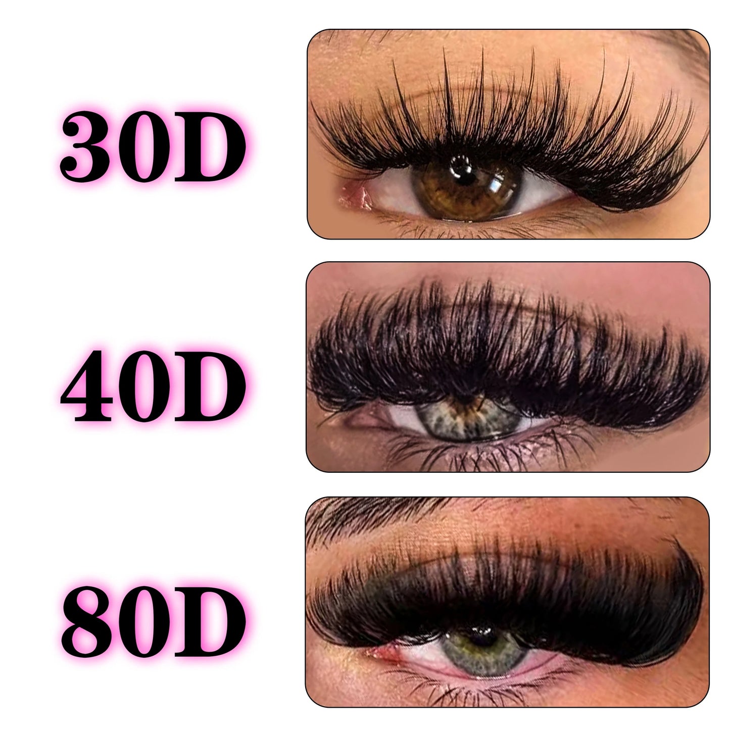 200pcs 30D Cluster False Eyelashes Set, DIY Eyelash Extensions, 0.05mm Thickness, D Curl, Mixed Lengths 8-16mm,