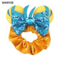 New Chic Disney Mickey Mouse Ears Hair Scrunchies Sequins 4"Bows Elastic Headband Women Velvet Girls DIY Hair Accessories Gift