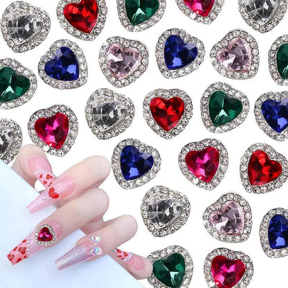 30Pcs Pink Nail Charms Alloy Rhinestones 3D Star Butterfly Heart Cross Gem Nails Crystal Diamond Nail Art Decoration Accessories