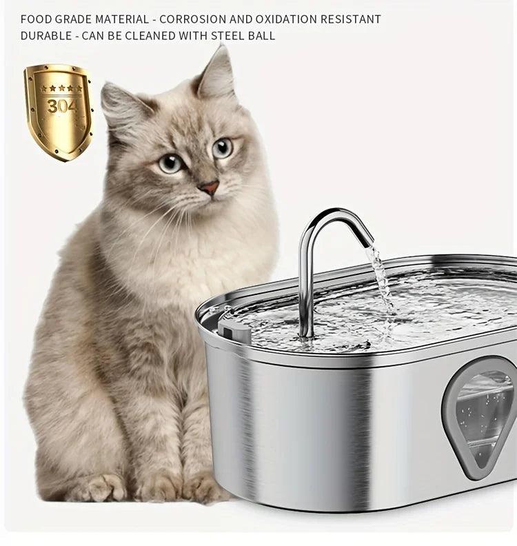 3.5L large capacity pet water dispenser automatic stainless steel cat water fountain with LED Lighting - HighGloss Shop