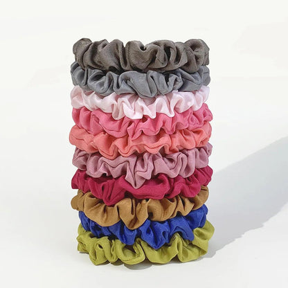 10pcs/pack Women Colorful Skinny Elastic Hair Band Solid Color Satin Scrunchies 6.5cm Small Hair Rope Simple Head Band Hair Tie