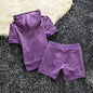 Sets for Women 2 Pieces Velvet Tracksuit 2024 Summer Women's Short Sleeve Top and Short Sets