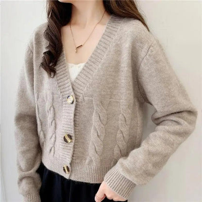 Women Cardigan Sweaters Button Knitwear Fall Winter Fashion Long Sleeve V-neck Knitted Jackets Tops Casual Female Sweater Coats