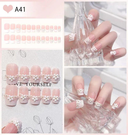 24pcs Luxury Handmade Nail Art Glossy Long Ballet Fake Nails Full Rhinestone Press On Nails Y2K False Nails For Women Girl Party