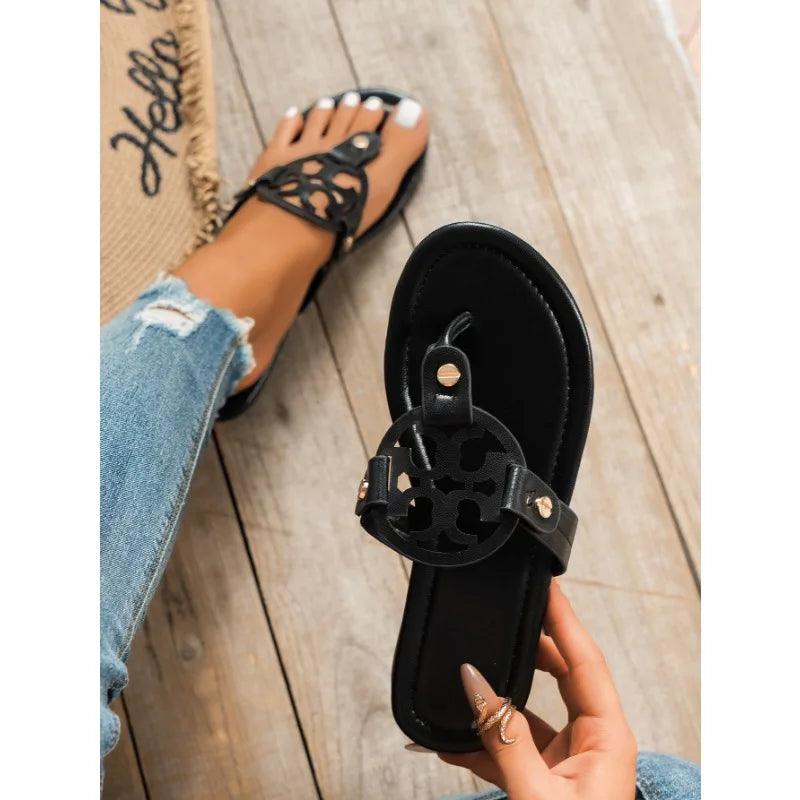 Summer New Large Size 35-43 Women's Slippers Fashion Flat Flip-flops Wear Non-slip Beach Shoes