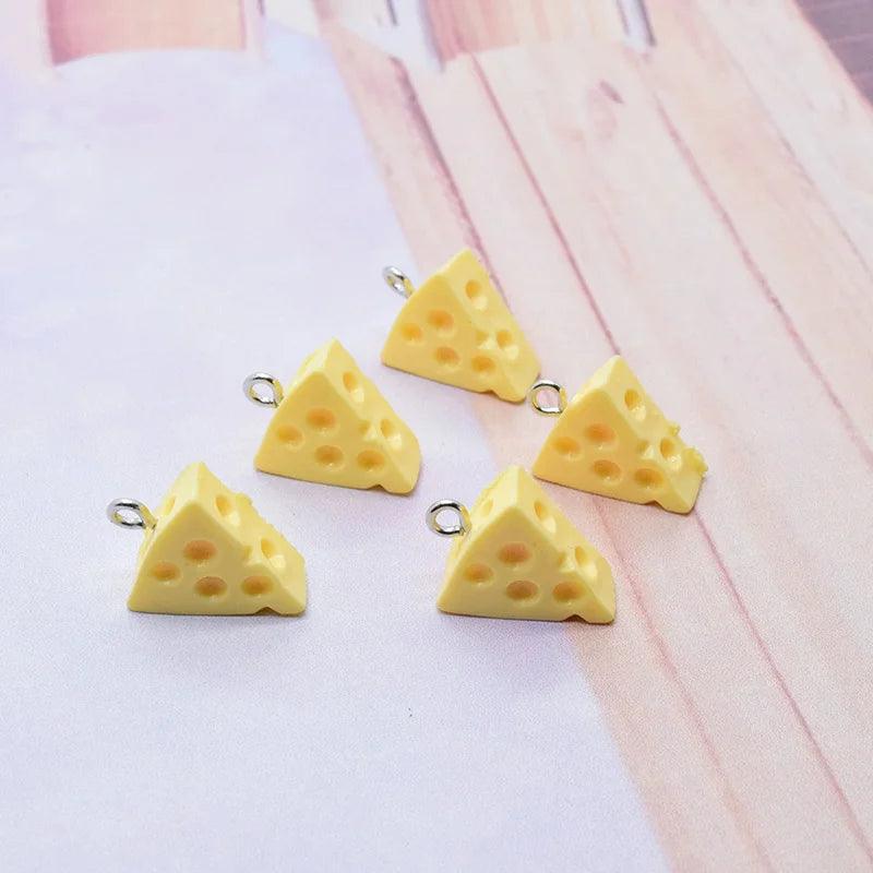 10pcs Kawaii Mini Triangle Cheese Resin Charms INS Yellow Food Pendant For Earring Keychain Decor Diy Jewelry Making