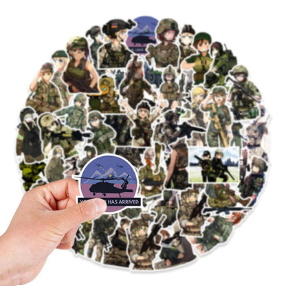 10/30/50pcs Anime Camouflage Female Military Uniform Girls Stickers Laptop Motorcycle Skateboard Phone Wall Sticker Kids Toys