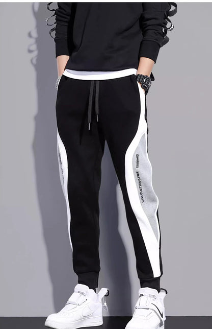 Men's Sports Pants Spring Autumn Male Loose Fitting Leggings Patchwork Running Training Casual Pants Fashion Outfit Trousers