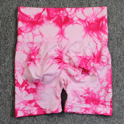 Seamless Tie Dye Push Up Yoga Shorts For Women High Waist Summer Fitness Workout Running Cycling Sports Gym Shorts Mujer