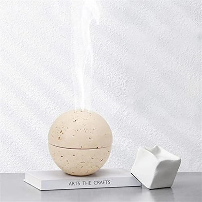 SAIDKOCC Handmade Natural Marble Beige Travertine Stone Round Incense Burner Holder for Room / Kitchen / Coffee Shop - HighGloss Shop