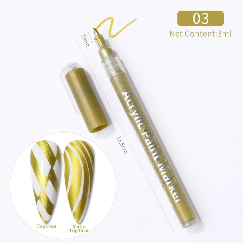 Nail Art Drawing Graffiti Pen Waterproof Painting Liner Brush DIY 3D Abstract Lines Fine Details Flower Leaf Nail Manicure Tools